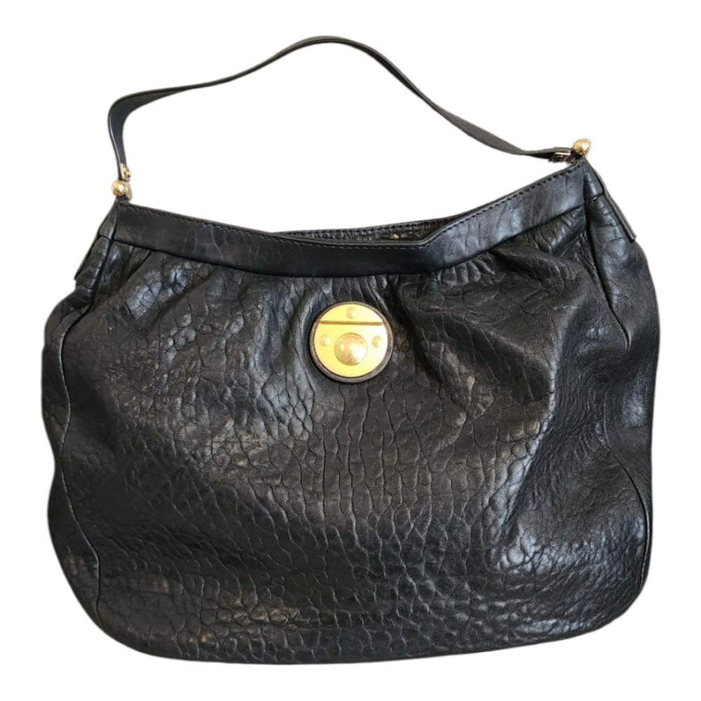 Marc Jacobs Black Leather Handbag with Gold Accents